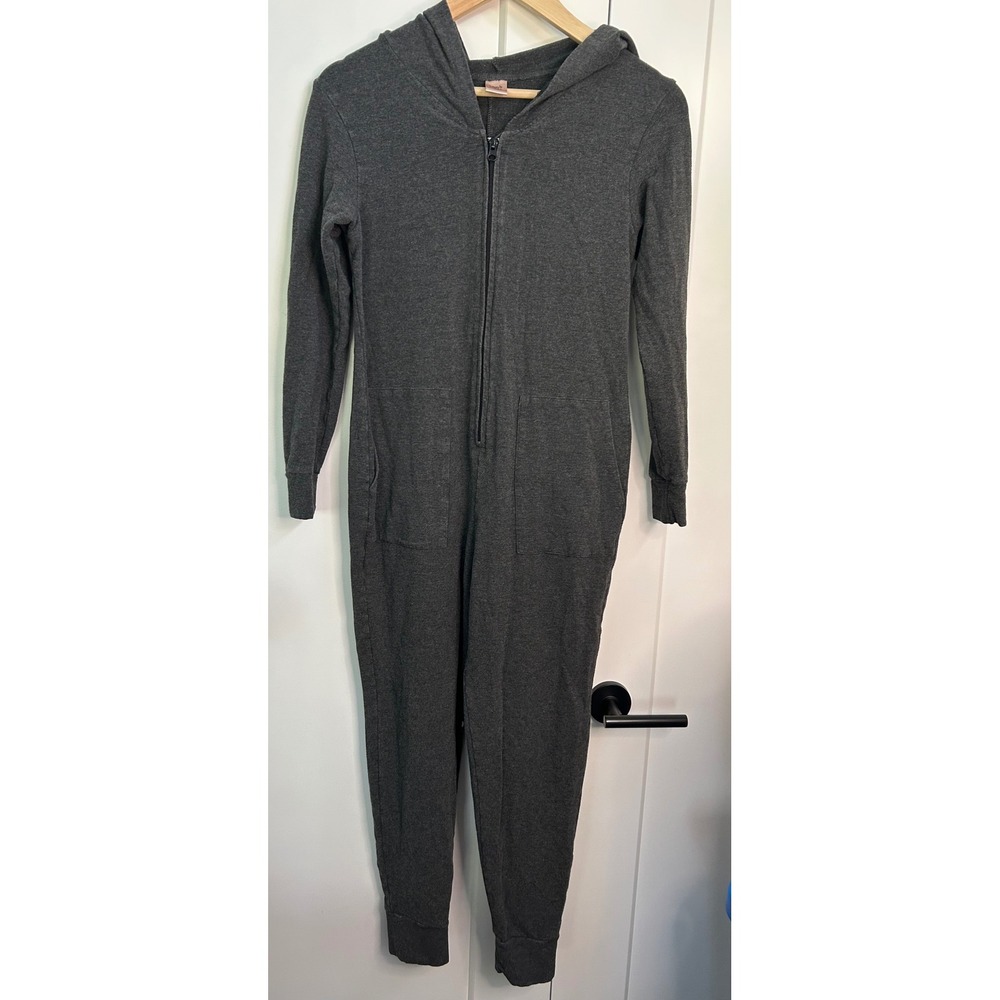 Smash + Tess Womens Hooded Zip Up Romper Charcoal Grey Long‎ Sleeve Small S/P